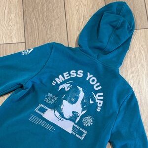 Reebok CrossFit Dog Graphic Zip Up Hoodie Size M